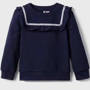 Janie and Jack Baby Size 12-18 Month Navy Ruffle Sweatshirt Crewneck